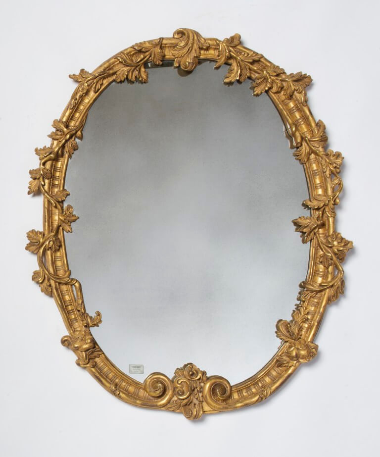 Hand carved 22k gold leaf gilded frame oval frame with vine