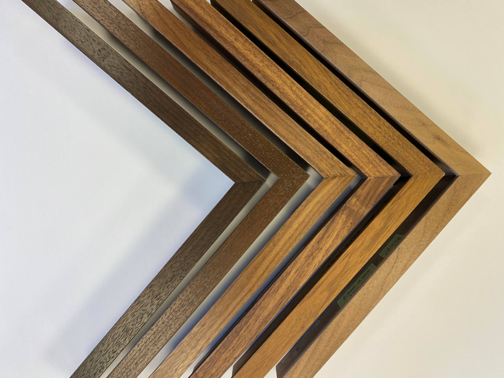 Custom stained frames custom finished hardwood frames walnut picture frames