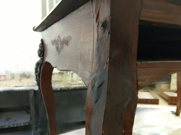 During treatment Restoration studio Furniture repair Antique conservation Veneer replacement Chicago Artmill Group Armand Lee Artifact services Chicago Schiller park Arlington heights North shore furniture The Repair Shop Chicago