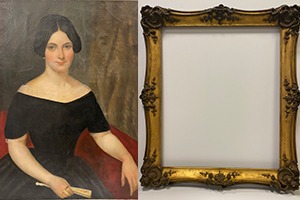 A 19th century painting and gilt frame before conservation