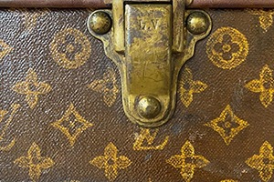 Antique Louis Vuitton Tall Ladies Steamer Trunk Before Conservation Antique trunk restoration Chicago Conservation Chicago Provenance conservation Antique restoration Antique conservation Trunk repair Louis Vuitton Trunk repair Antique Water restoration Artifact services Chicago Artmill Group Armand Lee The Repair Shop Chicago Artifact services claim restoration Antique repair Fine art conservation Heirloom Restoration Art conservation services Water damage restoration April Hann Lanford