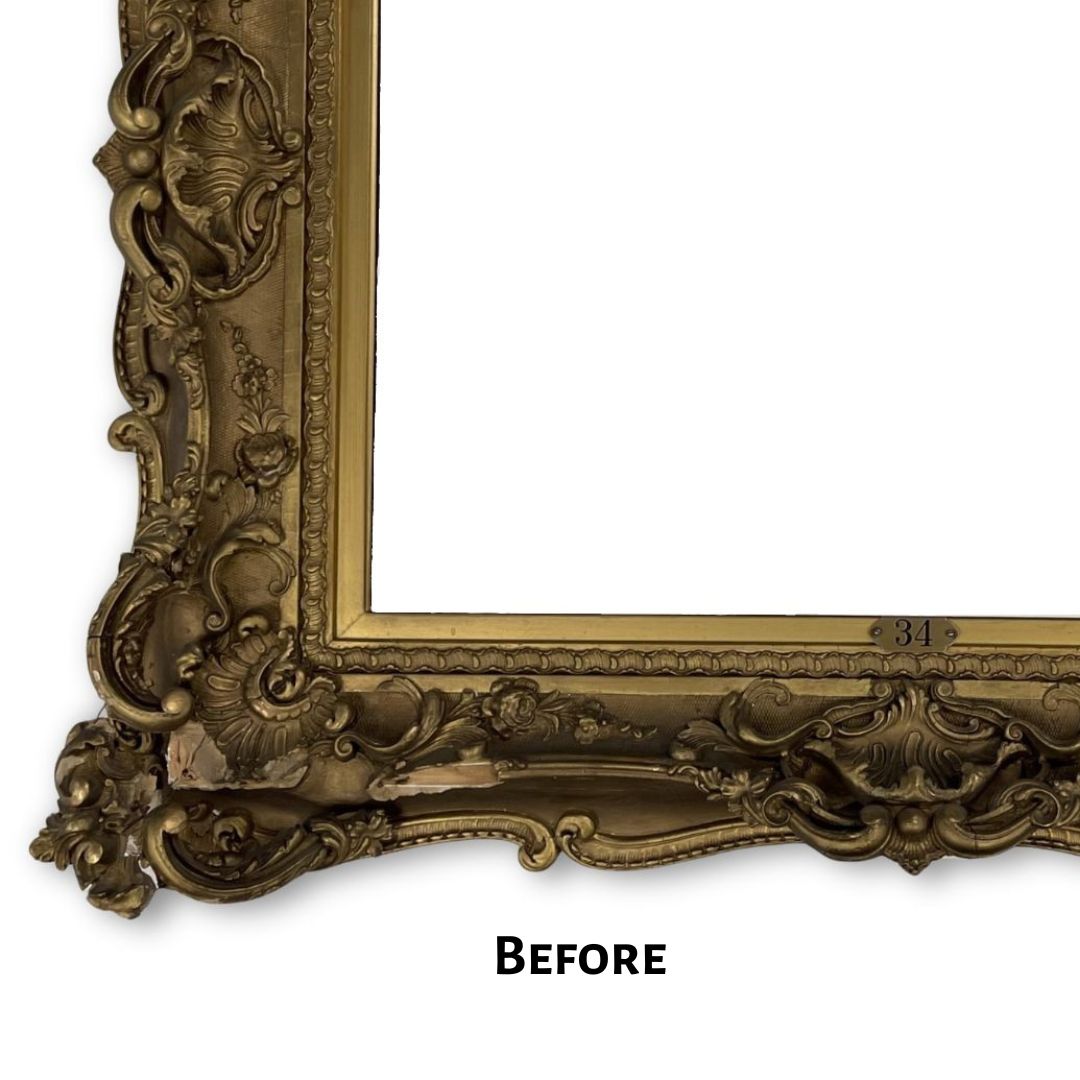 A damaged 19th centruy agilded age frame with a missing corner