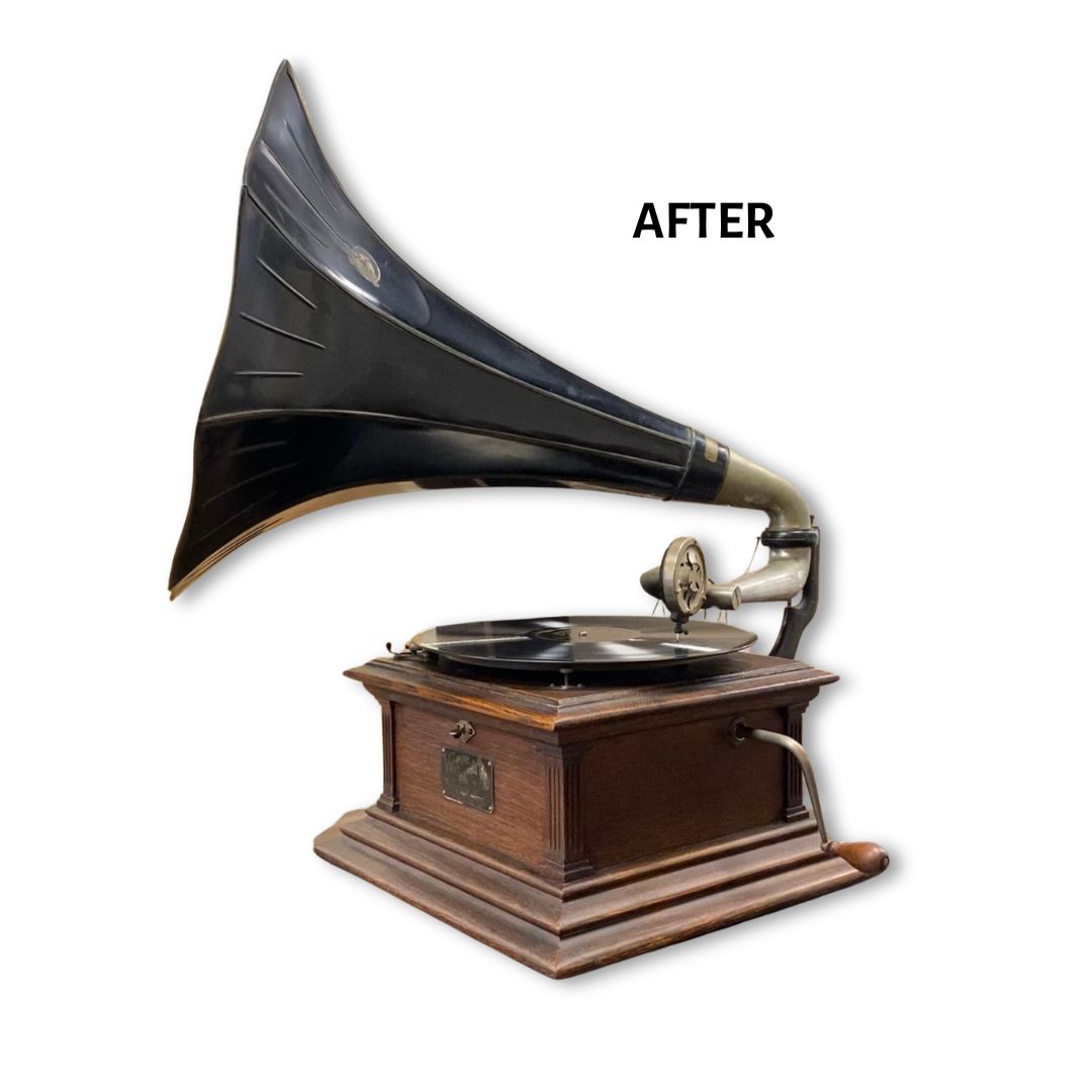 The fully restored Victrola phonograph