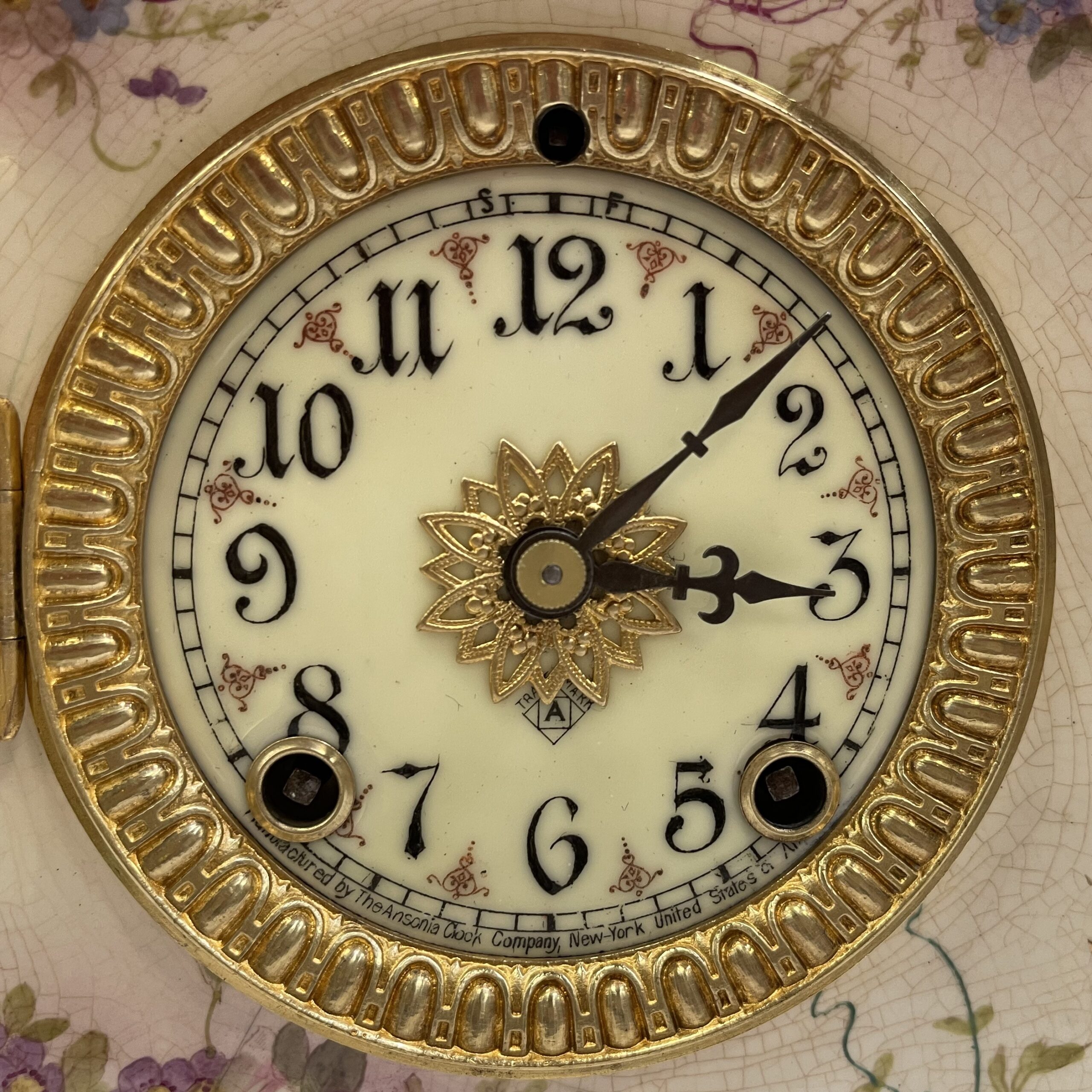 An antique clock face after the successful treatment post fire.