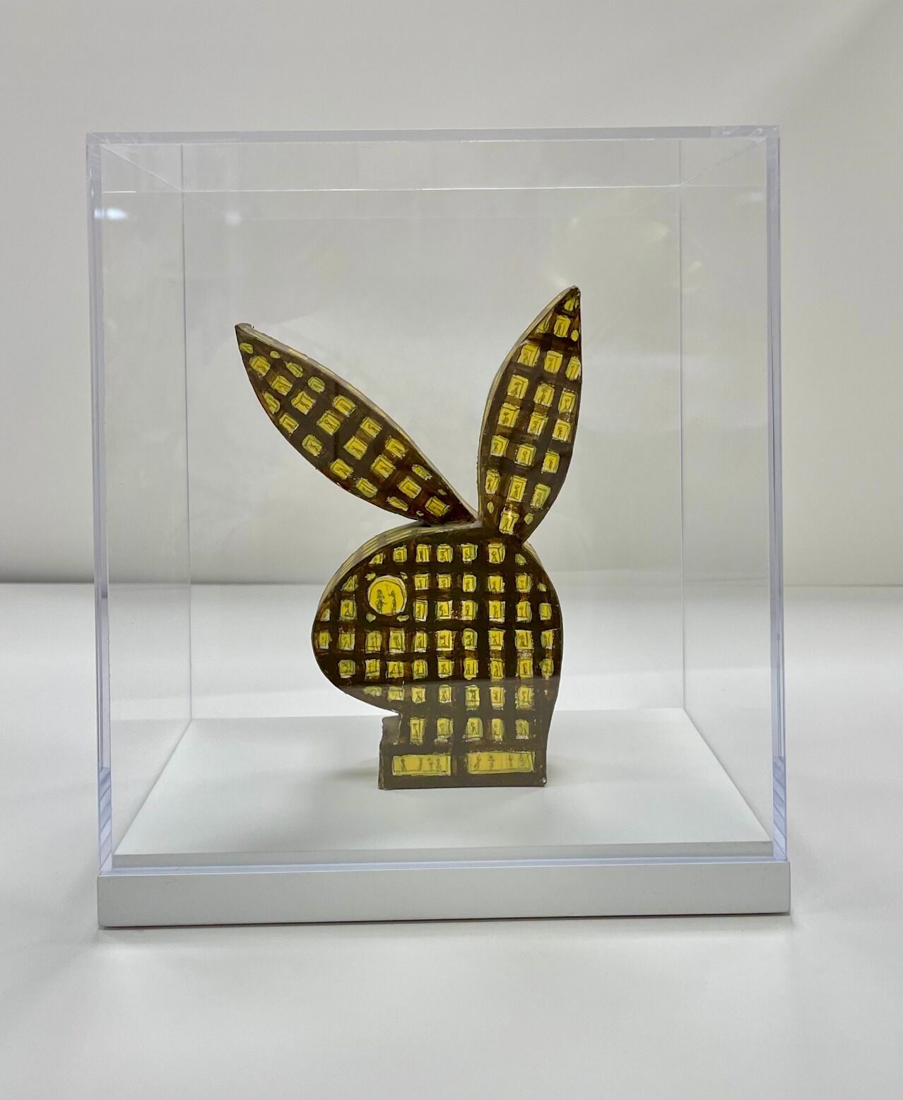 Roger Brown Rabbit Maquette facing left inside a custom vitrine 