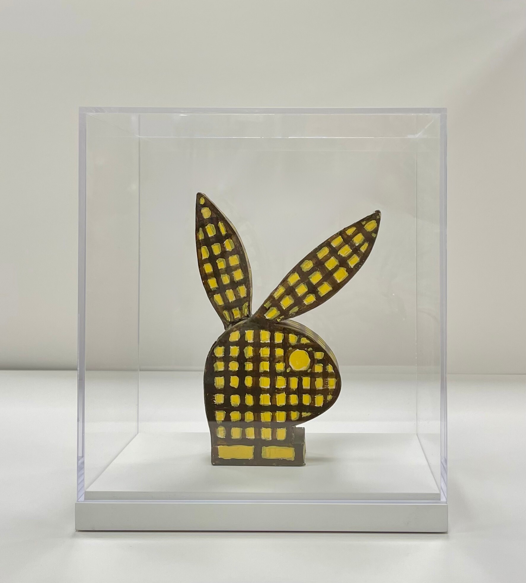 Roger Brown Playboy Bunny Maquette for LA Office inside a vitrine on a custom white mount