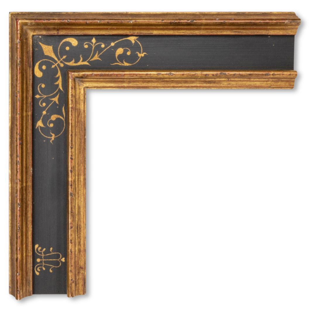 2 inch ebonized lack and 22k gold lip. artifact services april hann lanford dutch frame profile closed corner picture frame