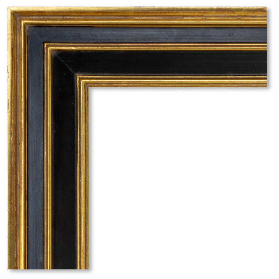 2 inch ebonized lack and 22k gold lip. artifact services april hann lanford dutch frame profile closed corner picture frame