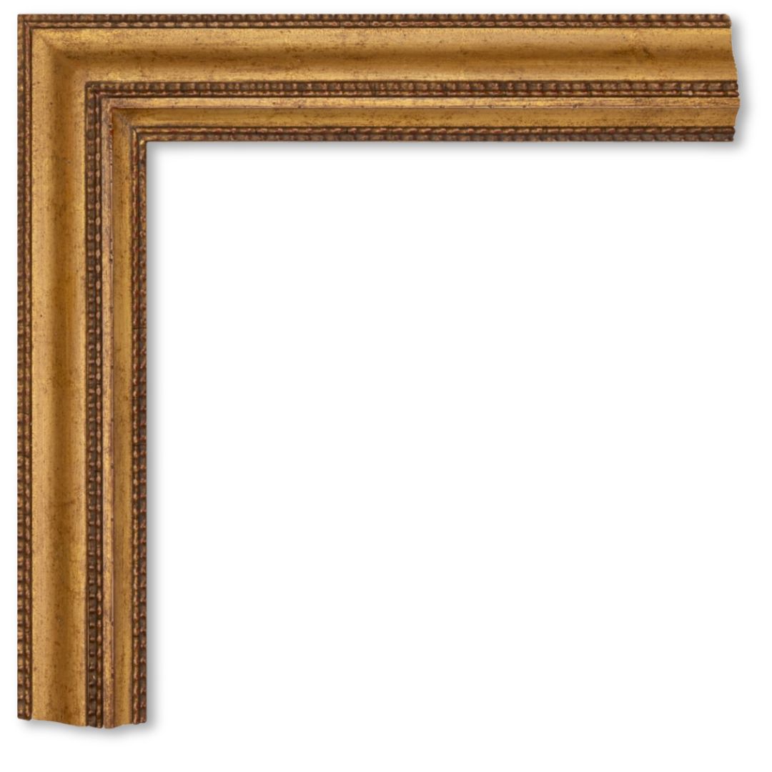 Notched finished corner frame with burled wood veneer and 22 karat gold leaf antique reproduction frame Artifact services artmill group custom picture frames