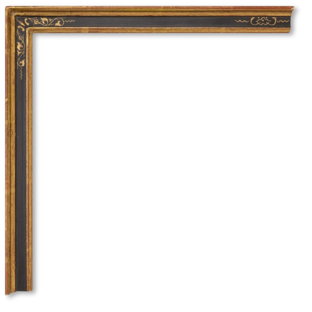 2 inch ebonized lack and 22k gold lip. artifact services april hann lanford dutch frame profile closed corner picture frame