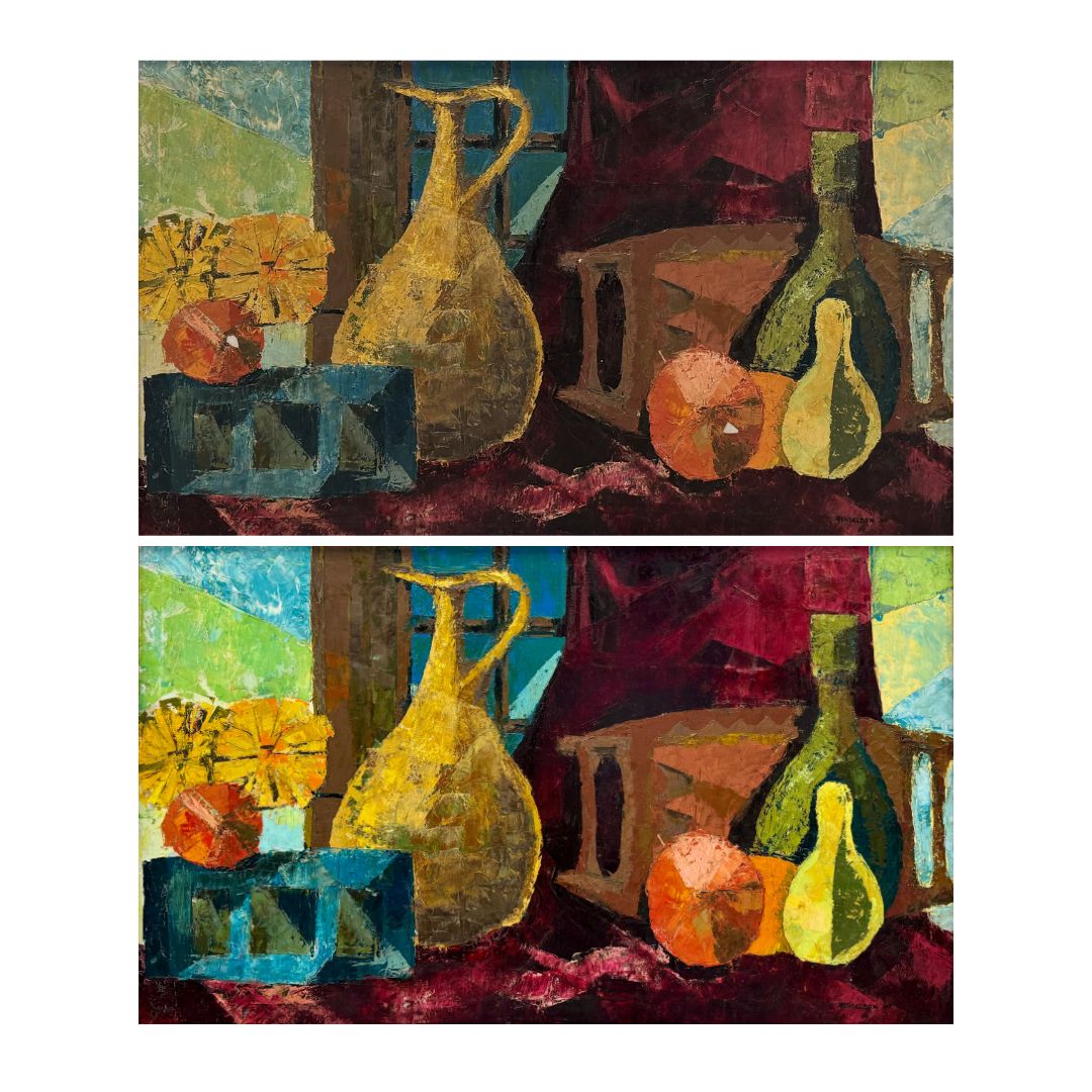 Before and After-The Treatment of a Mid Century Still Life Painting