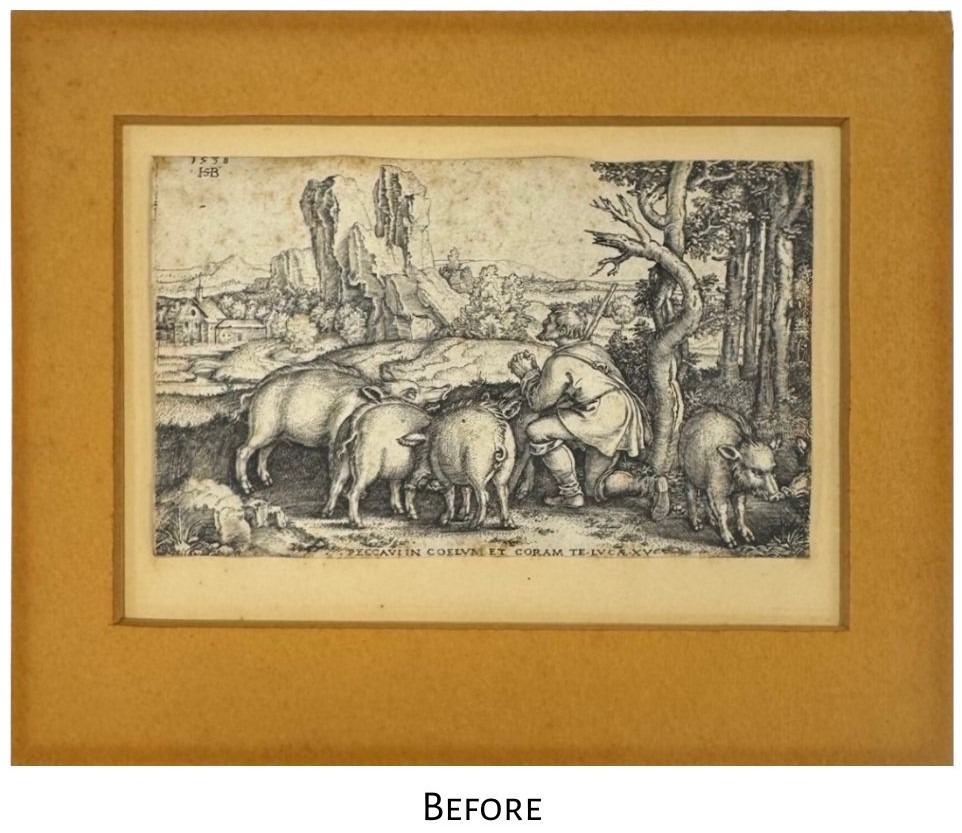 The fabrication of a Charles Prendergast-style gilded frame. White gold, yellow gold and red bole frame for this beautiful turn of the century portrait