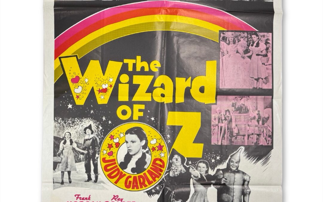 Linen Backing a Rare Wizard of Oz Poster from the 1970s Australian Re-Release